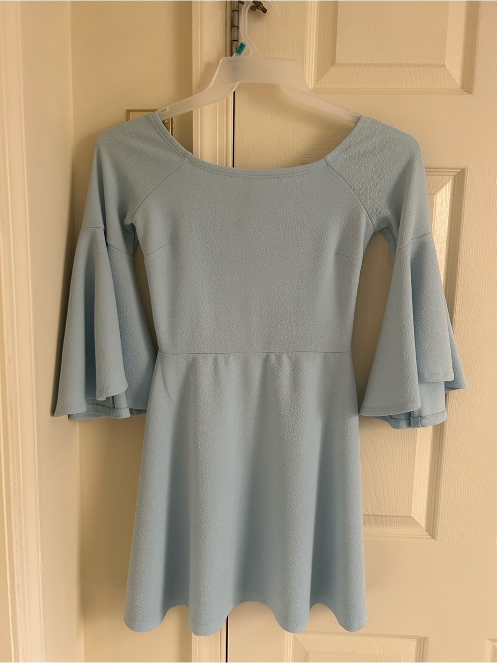 Design Lab Lord & Taylor Pale Blue Bell-Sleeve Skater Dress